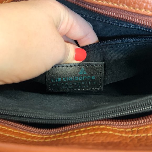 Vintage Liz Claiborne Pebbled Leather Satchel Bag - Picture 9 of 10